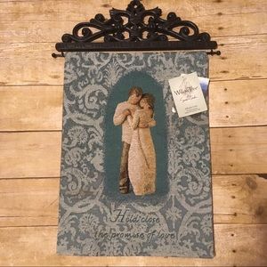 Wall hanging, faux rot iron topper. Fabric design